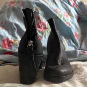 Black Women's Leather Ankle Boots